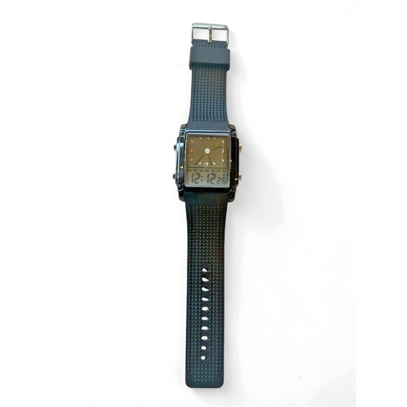 Men's Large Skmei LCD Double Dial Wristwatch 0814G Black - Picture 1 of 6
